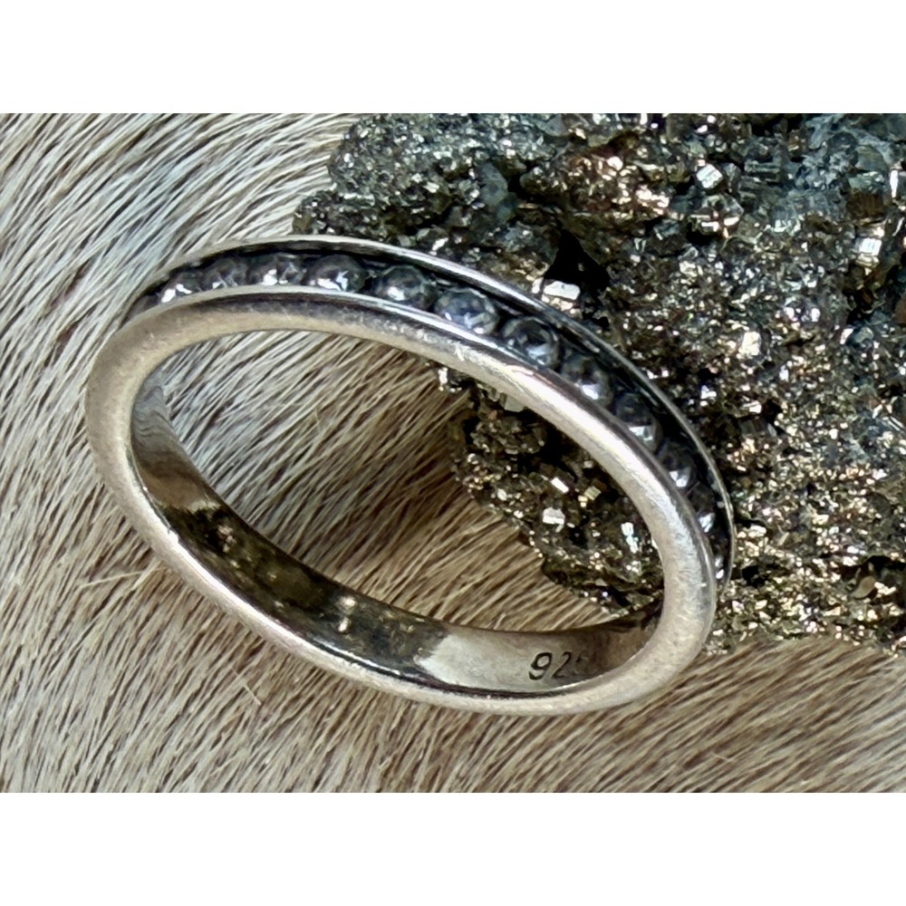 Sterling Silver 925 Eternity Band Channel Set Crystal Ring Stacking